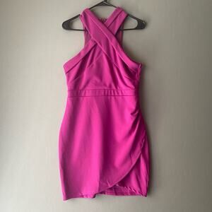 Lulu’s‎ sz L fuchsia halter sheath mini dress